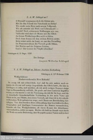 August Wilhelm von Schlegel an Unbekannt, Göttingen, 21.09.1787