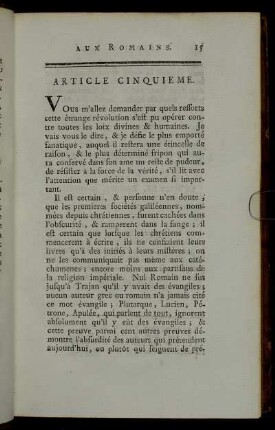 Article Cinquieme.
