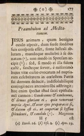 177-193, Jesus in Cordis coenaculo Coelestes nuptias celebrat. Praeambulum ad Meditationem.