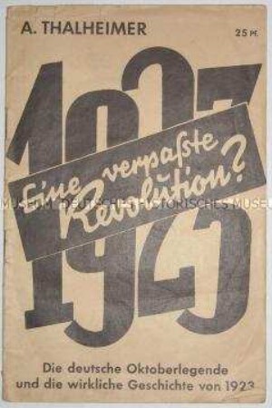 Schrift über den kommunistischen Umsturzversuch im Oktober 1923