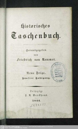 N.F.5.1844: Historisches Taschenbuch
