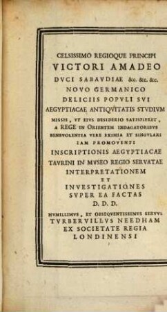 De inscriptione quadam Aegyptiaca Taurini inventa ... Epistola