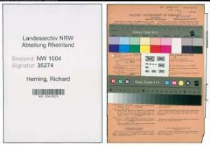 Entnazifizierung Richard Heming , geb. 15.11.1919 (Vertreter)