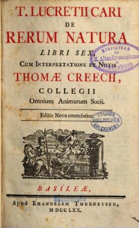 T. Lucretii Cari De Rerum Natura : Libri Sex
