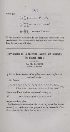 Application de la nouvelle analyse aux surfaces du second ordre.