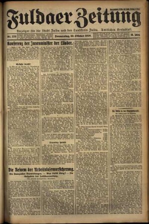 Ausgabe vom Donnerstag, den 10. Oktober 1929.