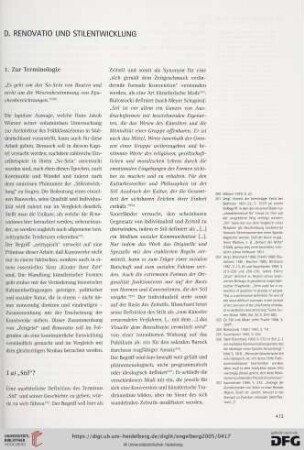 D. Renovatio und Stilentwicklung