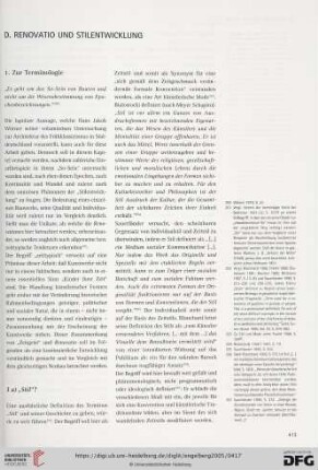 D. Renovatio und Stilentwicklung