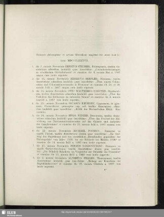 Doctores philosophiae et atrium liberalium magistri rite creati sunt hi: Anno MDCCCLXXXVII