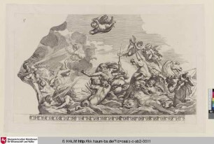 [Neptune appaisant le tempête qu'Eole avoit excitée à la prière de Junon pour dissipper la flotte d'Enée]