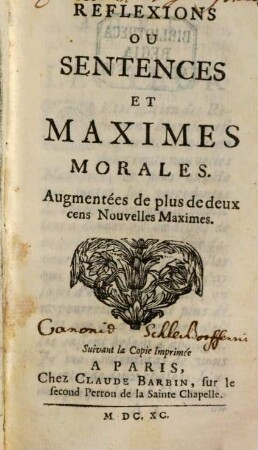 Reflexions ou sentences et maximes morales : ou sentences et maximes morales