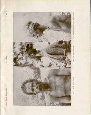 Tafel X. Sumbawa. Fig. 1. Ein Dou Donggo von Oo. Fig. 2. Eine junge Donggo-Frau. Fig. 3. Ein Donggo-Häuptling vom Mischlingstypus