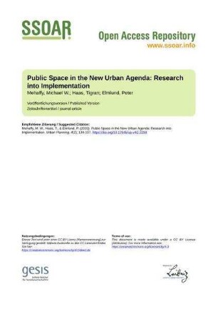 Public Space in the New Urban Agenda: Research into Implementation