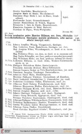 6. Januar 1744 bis 19. Dezember 1753