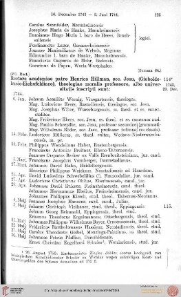 6. Januar 1744 bis 19. Dezember 1753