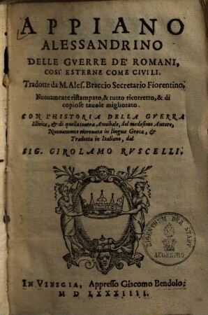 Delle guerre de'Romani : cosi esterne come civili ; con l'historia della guerre Illirica, & di quella contra Annibale, 3