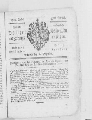 49tes Stück., Ausgabe vom 6. Dezember 1780