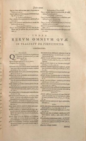 Index Rervm Omnivm Qvae In Tractatv De Poenitentia continentur.