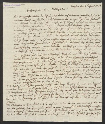 Brief an Jacob Grimm : 04.04.1824-18.12.1825