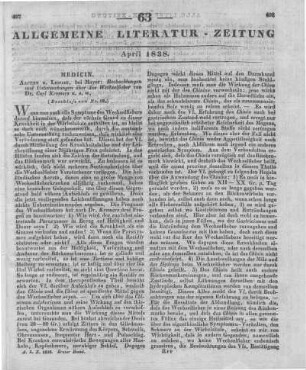 Kremers, K.: Beobachtungen und Untersuchungen über das Wechselfieber. Aachen, Leipzig: Mayer 1837 (Beschluss von Nr. 62)