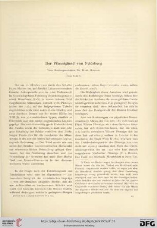 Der Pfennigfund von Feldsberg : (Dazu Tafel I)
