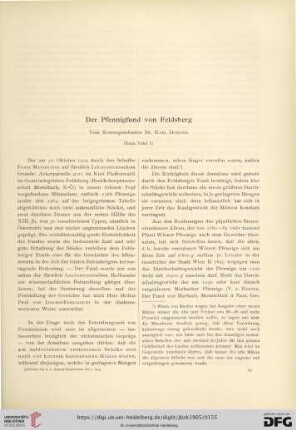 Der Pfennigfund von Feldsberg : (Dazu Tafel I)