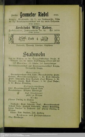 Heft 4. Stahmeln. Quasnitz. Hänichen. Lützschena