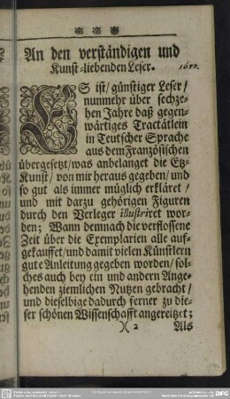 An den verstaendigen und Kunst-liebenden Leser