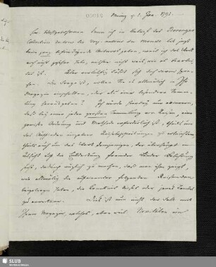 Nr. 12-44: Forster an die Vossische Buchhandlung. Januar-Juni 1791.