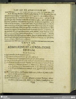 Caput LIX. De Admissione Et Reprobatione Testium