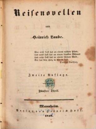Heinrich Laube's Novellen, 5. Reisenovellen ; 5