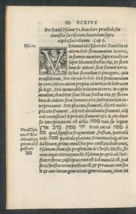 Per David Psalmo 71. deus clare praedixit, Eucharistiae sacrificium elevandum supra capita sacerdotum. Cap. 6.