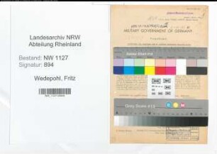 Entnazifizierung Fritz Wedepohl , geb. 24.08.1892 (Oberpostinspektor)
