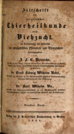 Zeitschrift für die gesammte Thierheilkunde und Viehzucht. 9. 1842
