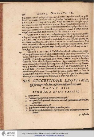 DE SUCCESSIONE LEGITIMA. & pracipue de Succeßione descendentium. CAPUT XIII.