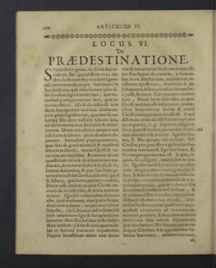 Locus VI. De praedestinatione.