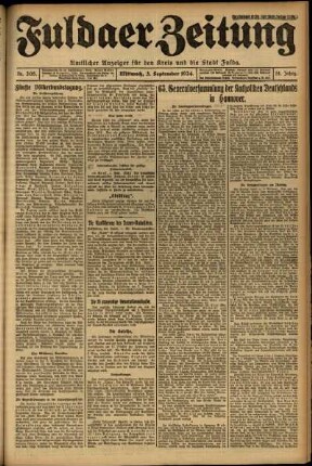 Erste Ausgabe vom Mittwoch, den 03. September 1924.