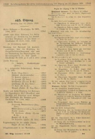 165. Sitzung. Dienstag den 19. Oktober 1920