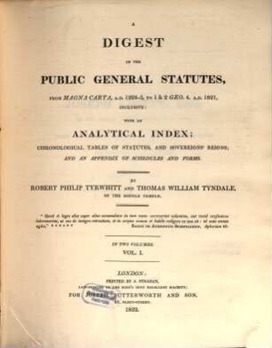 A digest of the public general statutes from Magna Charta, 1