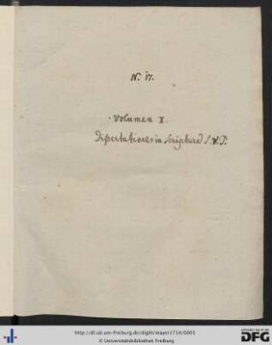 Handschriftliches Titelblatt des gesamten Bandes.