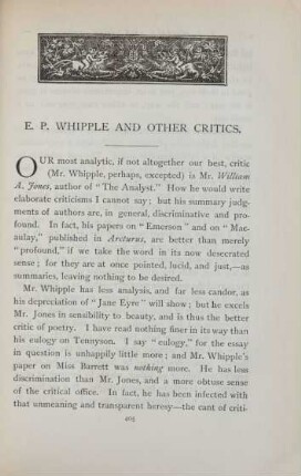 E. P. Whipple and other critics