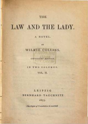 The law and the lady : a novel ; in two volumes. 2
