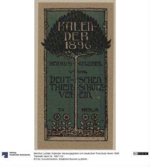 Kalender. Herausgegeben vom deutschen Tierschutz-Verein 1896. Titelblatt