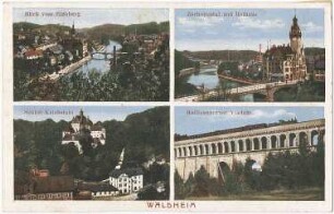 Waldheim. Ortsansichten, kolorierte Ansichtskarte