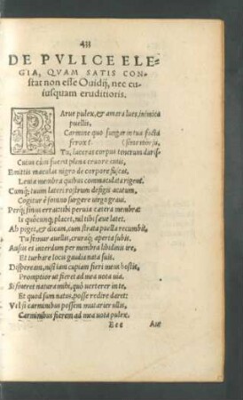 De Pulice Elegia, Quam Satis Constat non esse Ovidii, nec cuiusquam eruditioris.