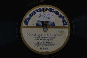 Prediger Salomo aus den Ersten Gesängen (op. 121) / (Joh. Brahms)