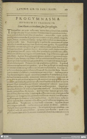 Progymnasma Septimum Et Tricesimum. Concilium animalium, sive sarcophagia