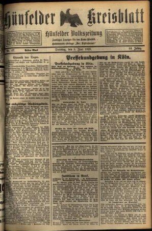 Erste Ausgabe vom Dienstag, den 05. Juni 1928.