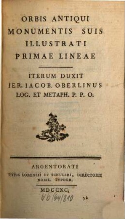 Orbis antiqui monumentis suis illustrati primae lineae