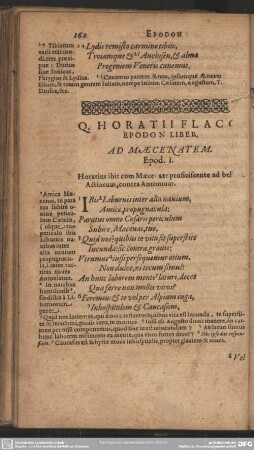 Q. Horatii Flac Epodon Liber. Ad Maecenatem. Epod. I
